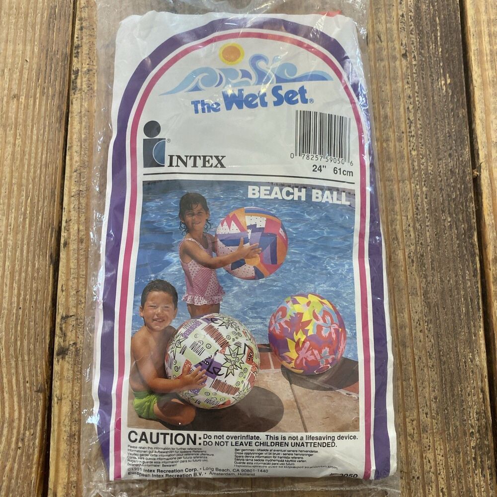 Vintage The Wet Set Intex Inflatable 24" Beach Ball 1991 Factory Sealed #59050